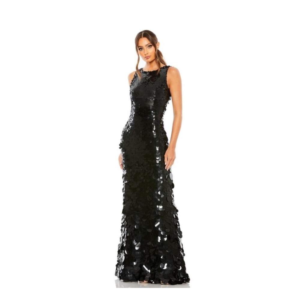 Mac Duggal Black Sequin Maxi Evening Gown size 8